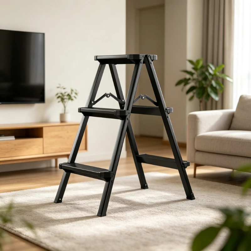 Thickened Pedal Folding Extension Ladder for Home Use,Aluminum A-Frame Step Ladder,  Lightweight Multi-Purpose Loft Stair