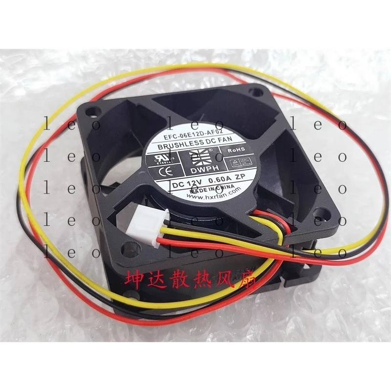 1PCS DWPH EFC-06E12D-AF02 6025 12V 0.60A 6CM 3-Pin High Airflow Cooling Fan