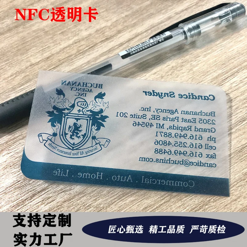 

Customized. Professional Custom PVC Transparent Frosted Business Cards NFC Points Cards Transparent Material Senso