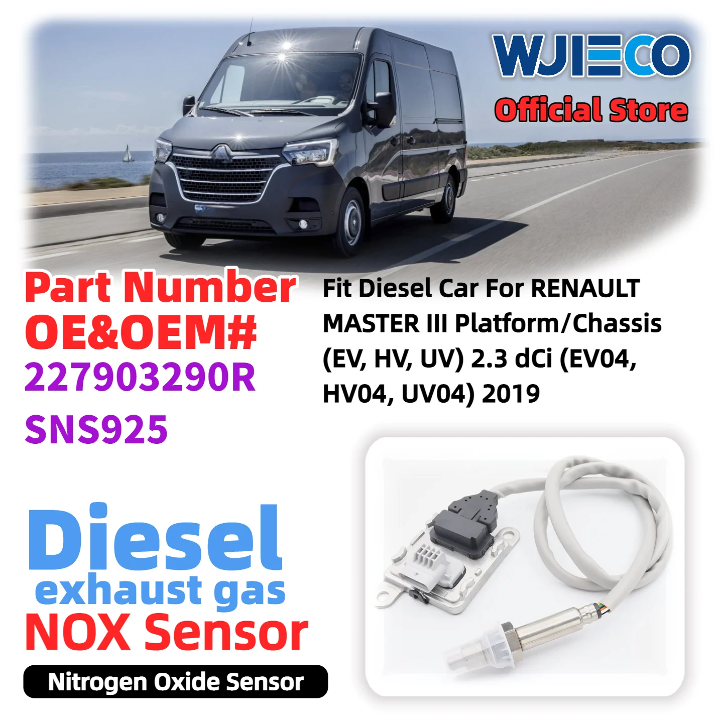 

Датчик NOx WJIECO (227903290R) для RENAULT MASTER Platform Chassis 2.3d, высокоточный датчик оксида азота для дизельных автомобилей
