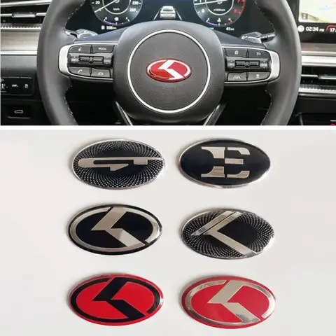 3D Aluminium Auto Stuurwiel Center Emblem Badge Sticker Sticker Voor KIA K2 K3 K5 KX5 GT Forte Rio Optima Sorento Accessoires