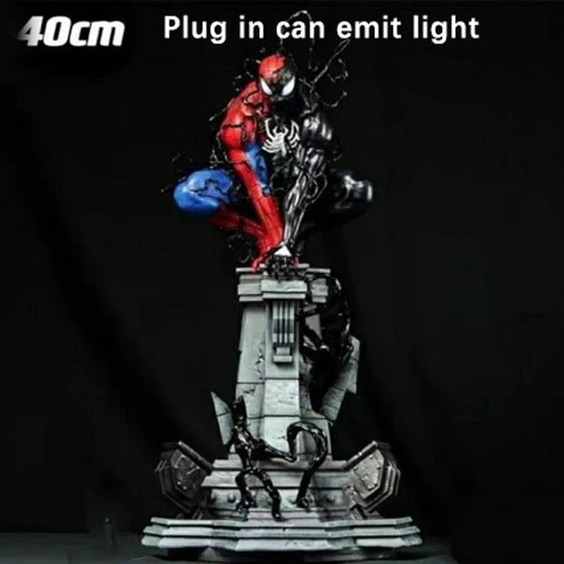 new Spider Man Venom  Peripherals Marvel Anime Figure Symbiotic Plug In Luminous Desktop Decorate Collect Model Trendy Toys Gift