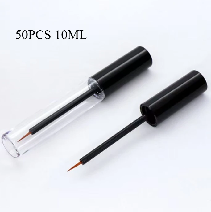 

50PCS 10ml Empty Eyelash Growth Liquid Dispenser Bottle Fine Yellow Hair Transparent Bottle For Eyelash Eyeliner Empty Bottle