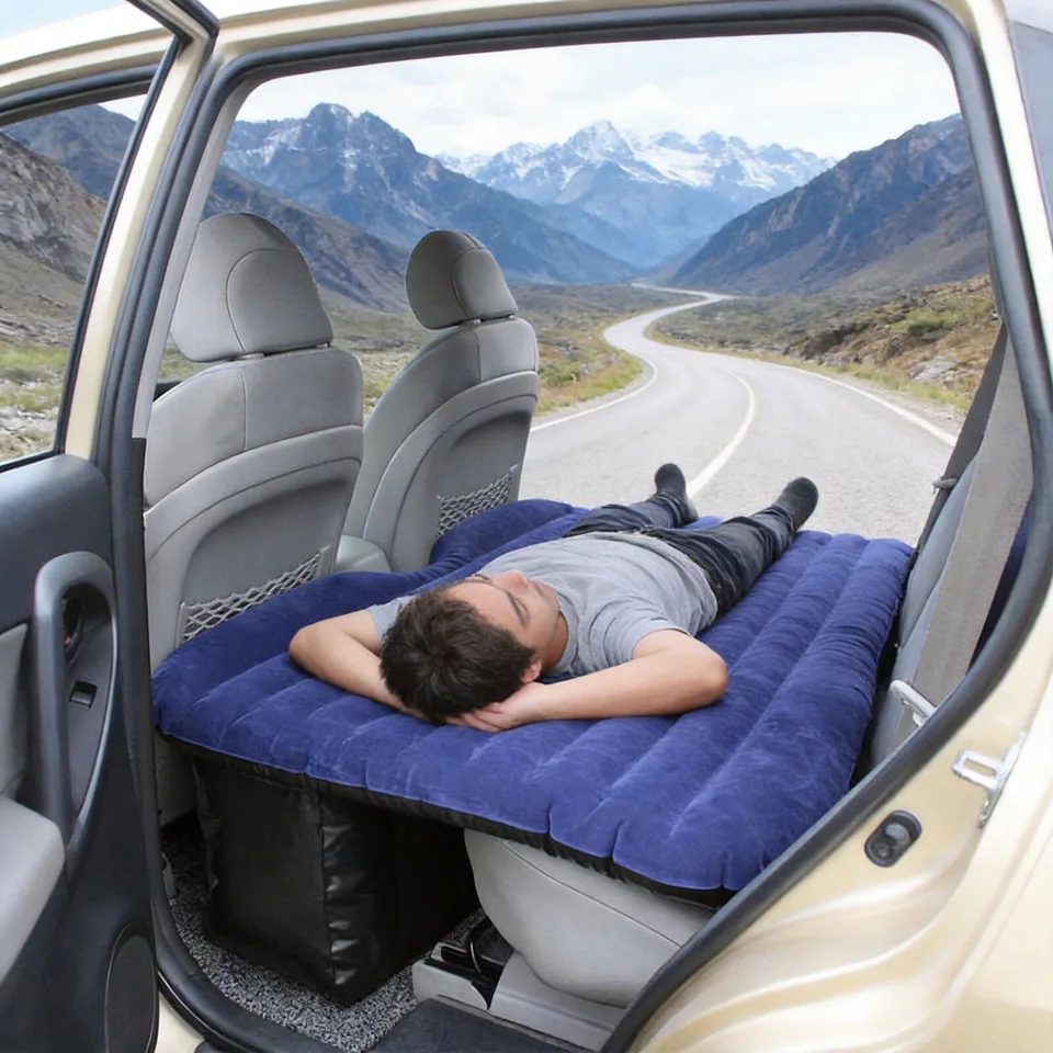 Multifunctional Inflatable Car Mattress Car Inflation Bed Travel Air Bed Camping Car Back Seat, Compact Twin Size Extra Mattress