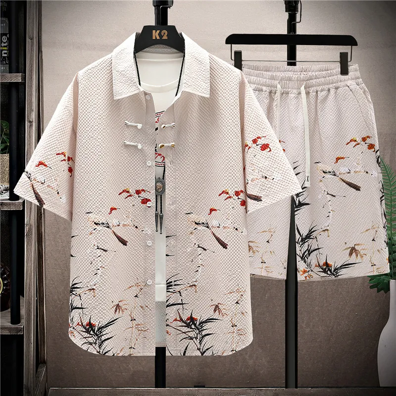 Shirts + shorts 2024 new style summer fashion Sportswear Men\'s Casual Sets Male Fashion shorts and shirts men full size M-4XL