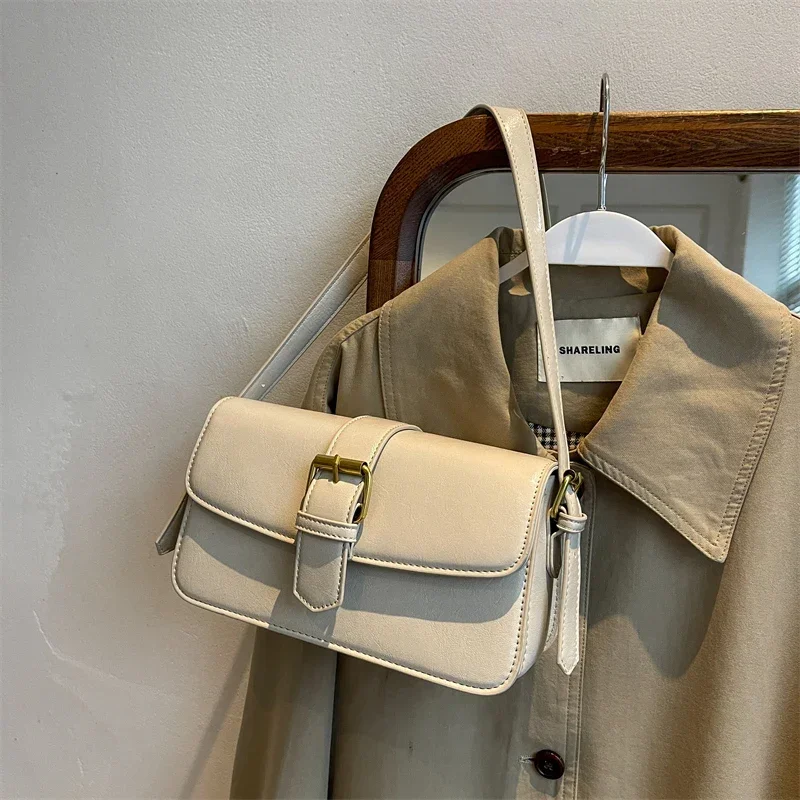 Vintage Fashion Crossbody Bags for Women Triple Compartment Changeable Dual Straps Pure Color Square Shoulder Messenger Bag 2024