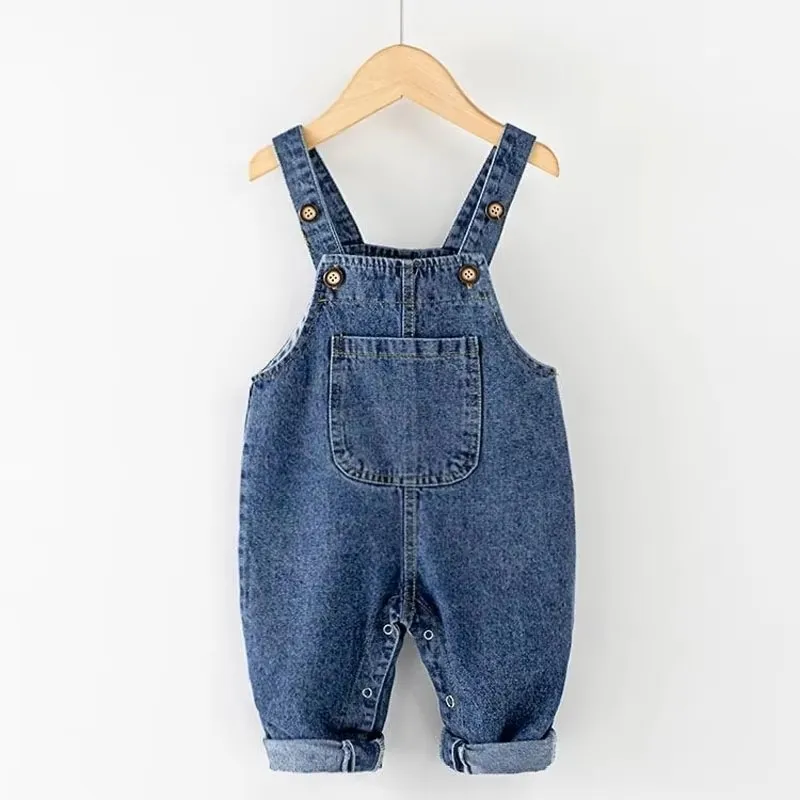 Boys Girls Universal Casual Jeans Baby Fashionable Versatile Trousers Spring Autumn New Large Pocket Children's Denim Overalls