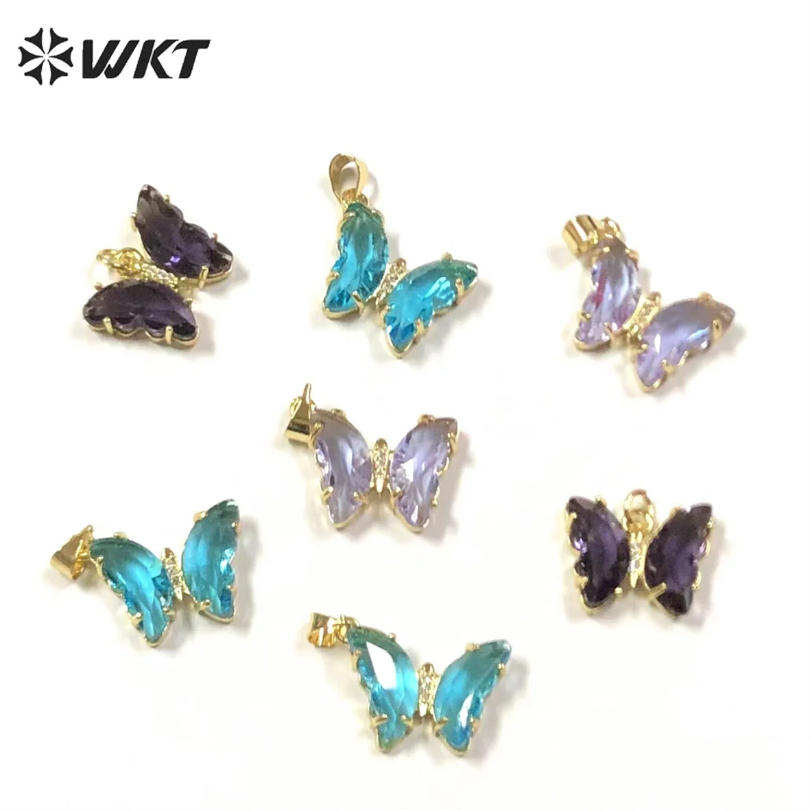 

WT-MP244 WKT Creative Women Jewelry Smart Romantic Butterfly Colorful Zircon Pure Pendant Wholesale 2022 Spring Lady Pendant