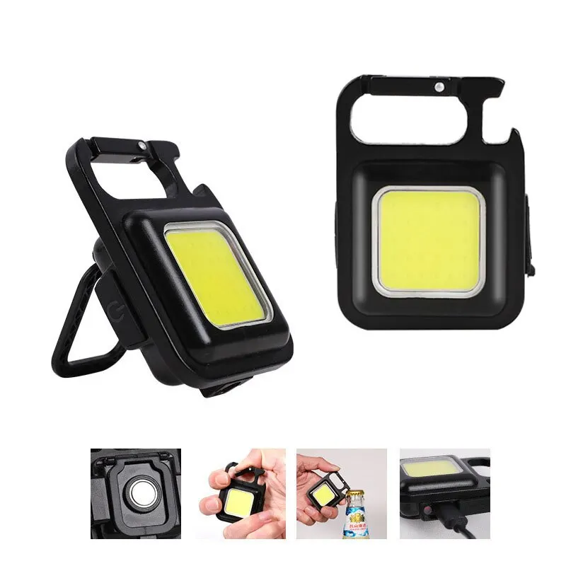 Mini LED Flashlight Work Light Portable Pocket Flashlight Keychains USB Rechargeable Outdoor Waterproof Camping Small Key Light