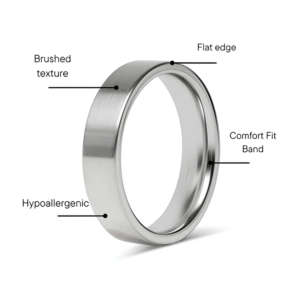 Men's Titanium Steel Bold Matte Ring Punk Syle 8mm Wedding Band Ring for Women Minimalist Gothic Jewelry Best Friend Gift
