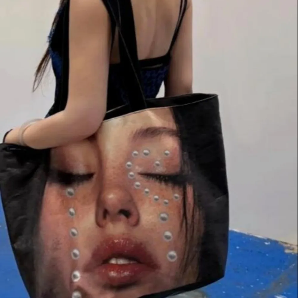 

Creative Waterproof Portrait Print Tote Bag Face Printing Large Capacity Shopping Pouch Light-weight Crossbody Handbag Shopping