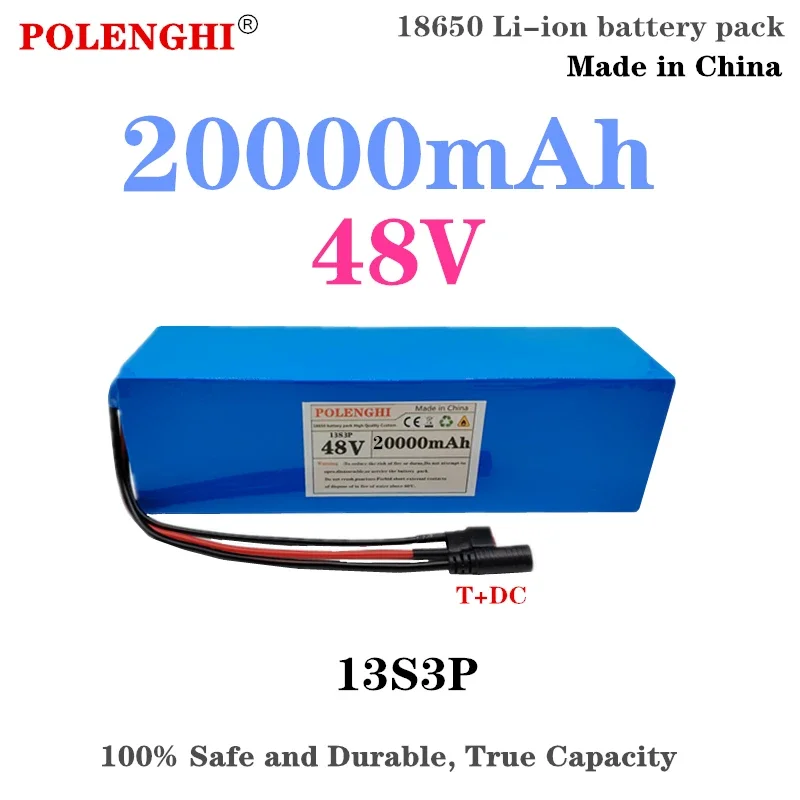 POLENGHI XT-60/T plug 13S3P 36V 20000mAh 20Ah 18650 rechargeable lithium-ion battery pack, built-in BMS circuit protection board