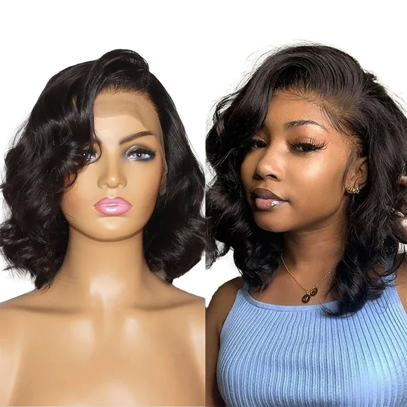 

Body Wave Short Bob Wigs 13x4 Lace Front Human Hair Wig HD 180% Brazilian 8 10 16Inch Frontal Wig Pre Plucked 4x4 Closure Wig