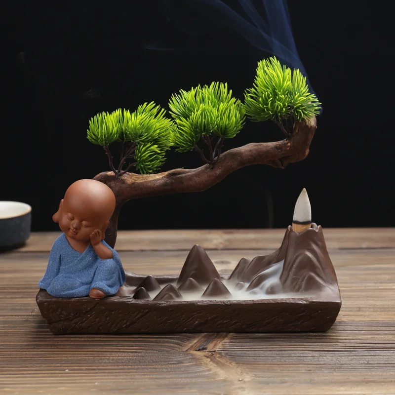 New Style Unifying the Country Creative Backflow Incense Burner Welcoming Pine and Ceramic Exquisite Combination