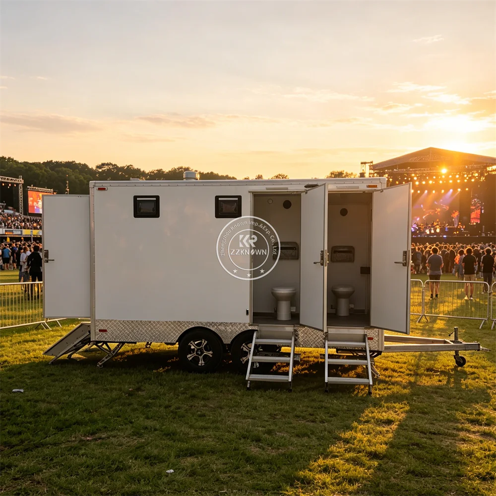 Outdoor Portable Restroom Trailer Outdoor Portable Toilet Trailer Bathroom with Air Conditioning and Water Tank