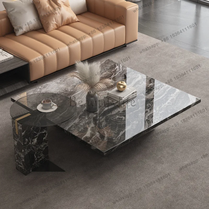 

Living room home coffee table light luxury high-end minimalist marble quiet wind square coffee table