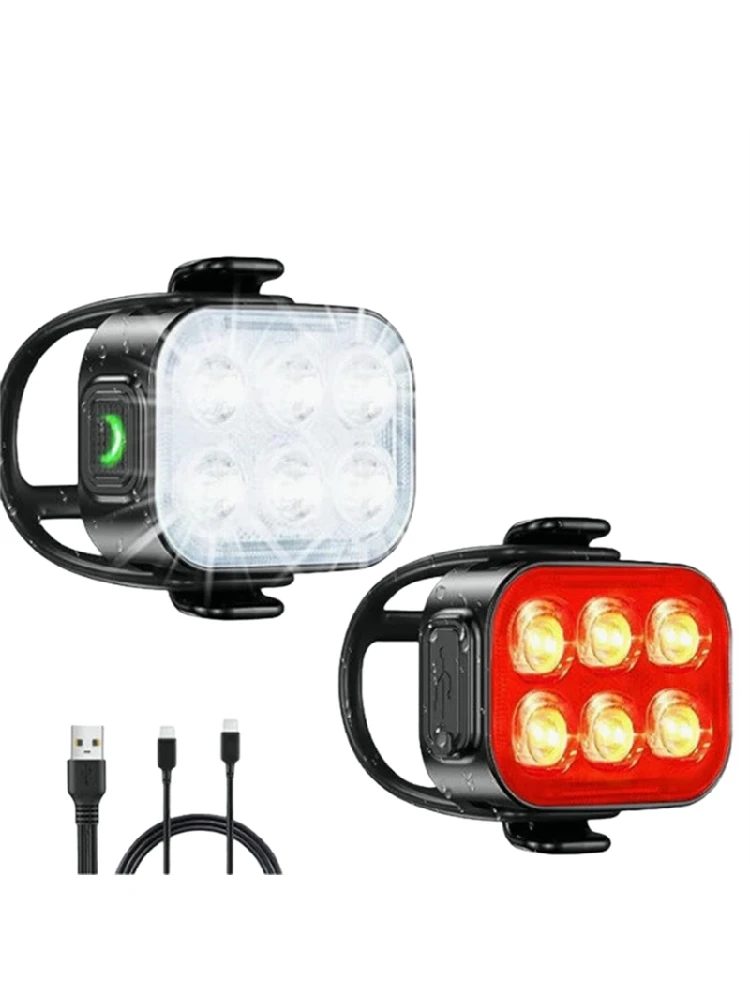 AliExpress NONE A74K-Bike Headlight And Tail Light Set For Night Riding, USB Rechargeable Front And Back Lighting, Waterproof Design