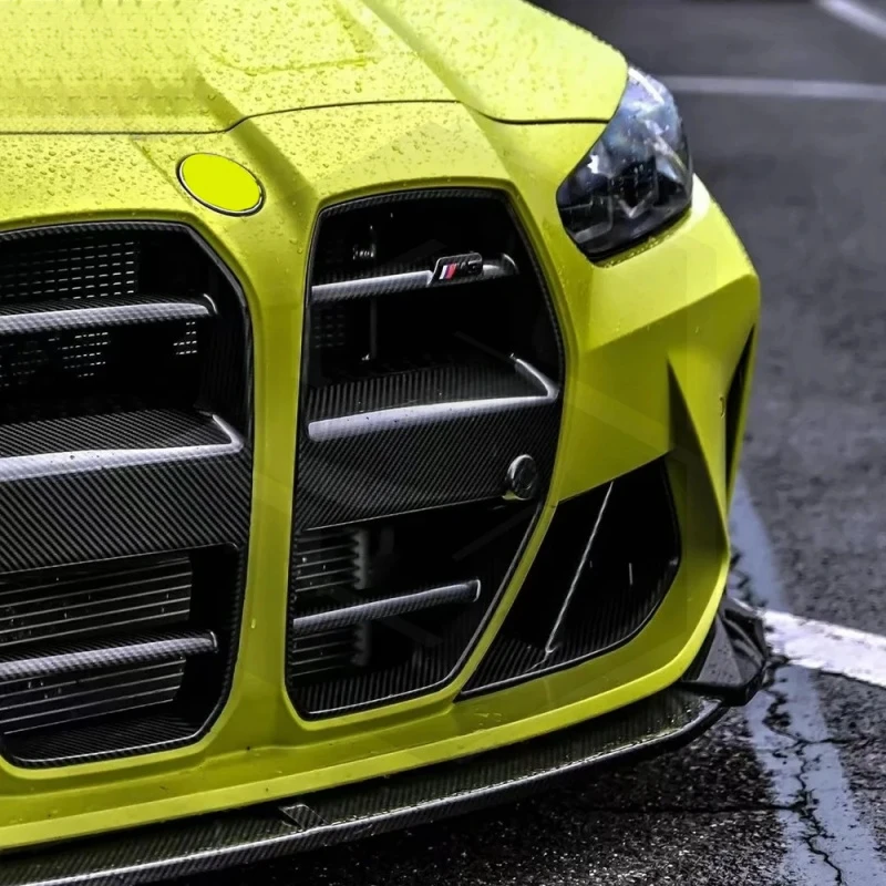 High Quality Dry Carbon Fiber Front Grille With Metal Mesh Insect Prevention Net Auto Exterior Modification Components