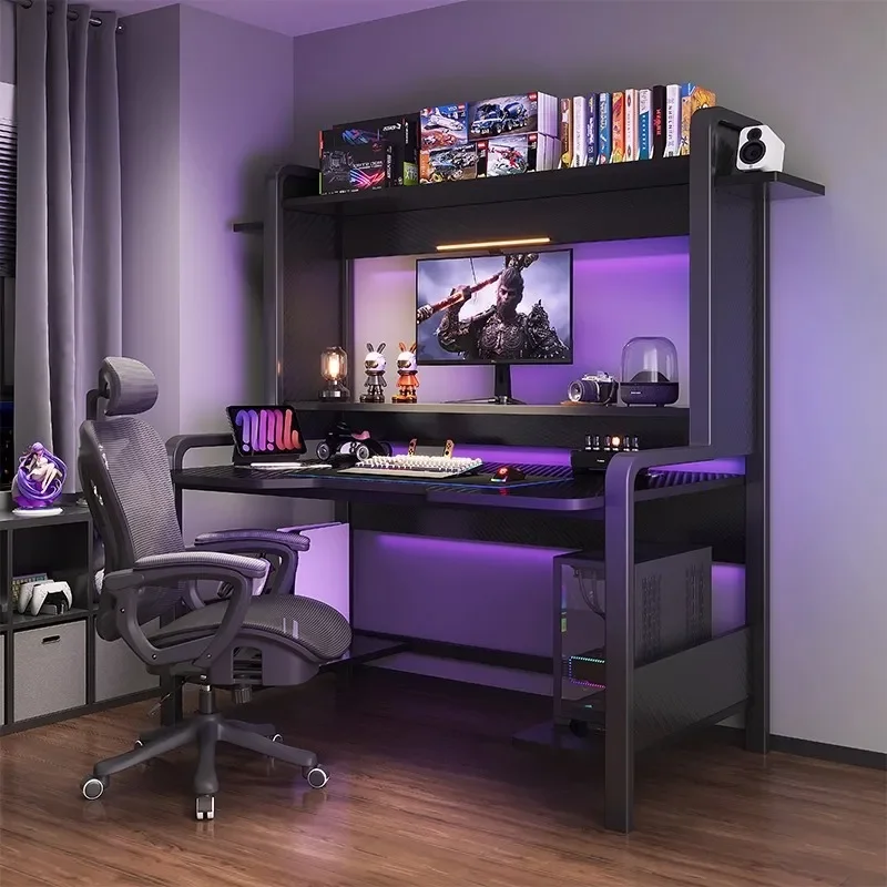 Computer Desk Desktop PC Host Bedroom Home Desk Esports Table Rack Integrated Bookshelf Shelf
