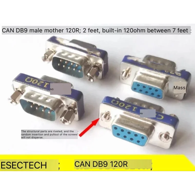 DB9 Type Male to Female CAN Terminal Resistance Compatible with RS485 Built-in 120 Ohm