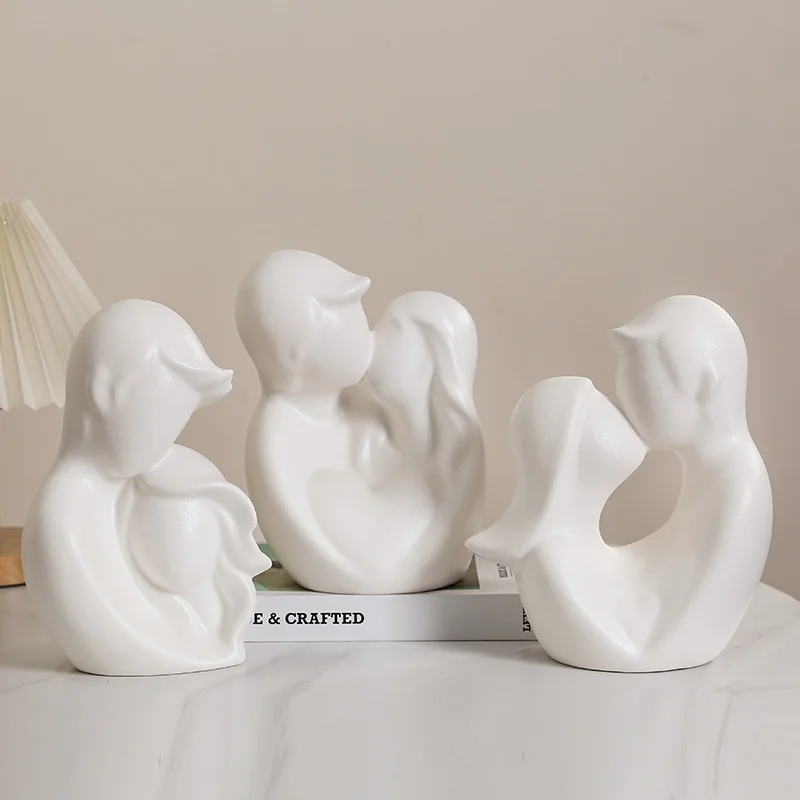 

Hugging Couple Figurines for Shelf and Table Decor, Modern Romantic Sculptures for Living Room Bedroom Office Decor, Black White