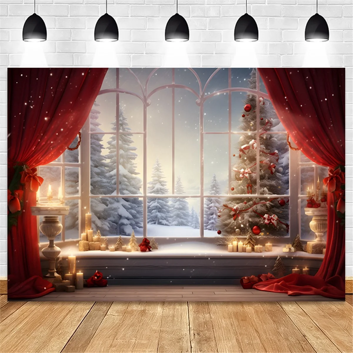 210x150cm Christmas Background Cloth Christmas Window Children Photo Studio Photo Photography Backdrops,H-Elect