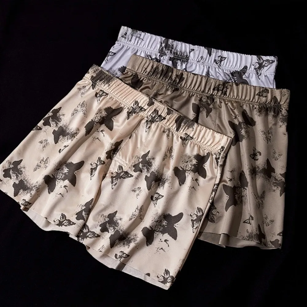 

Plus Size L-4XL Men's Boxer Briefs Comfortable Breathable Butterfly Print Underwear Elastic Waistband Fashion Beach Pants