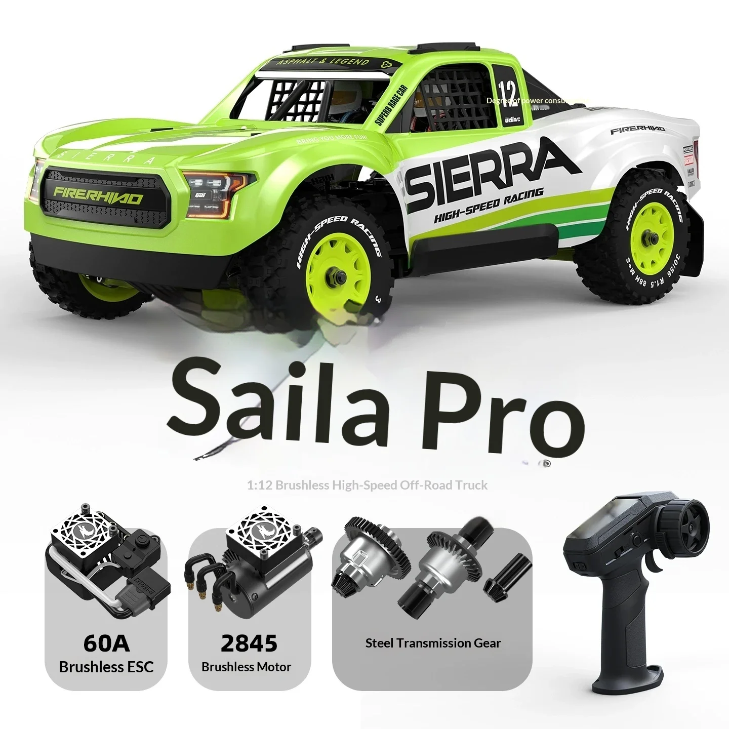 

Yudi Ud1203 Saila Pro 1/12 Brushless Remote Control Electric Four-Wheel Drive Desert Truck Off-Road Vehicle Short Card Rc Model
