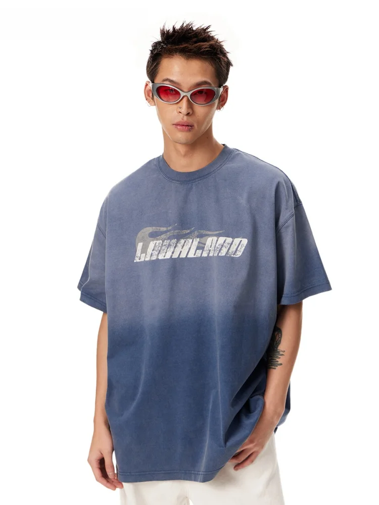 

Женская летняя футболка High Han Yu в американском ретро-стиле с принтом, из плотного чистого хлопка, свободного кроя, с коротким рукавом и круглым вырезом