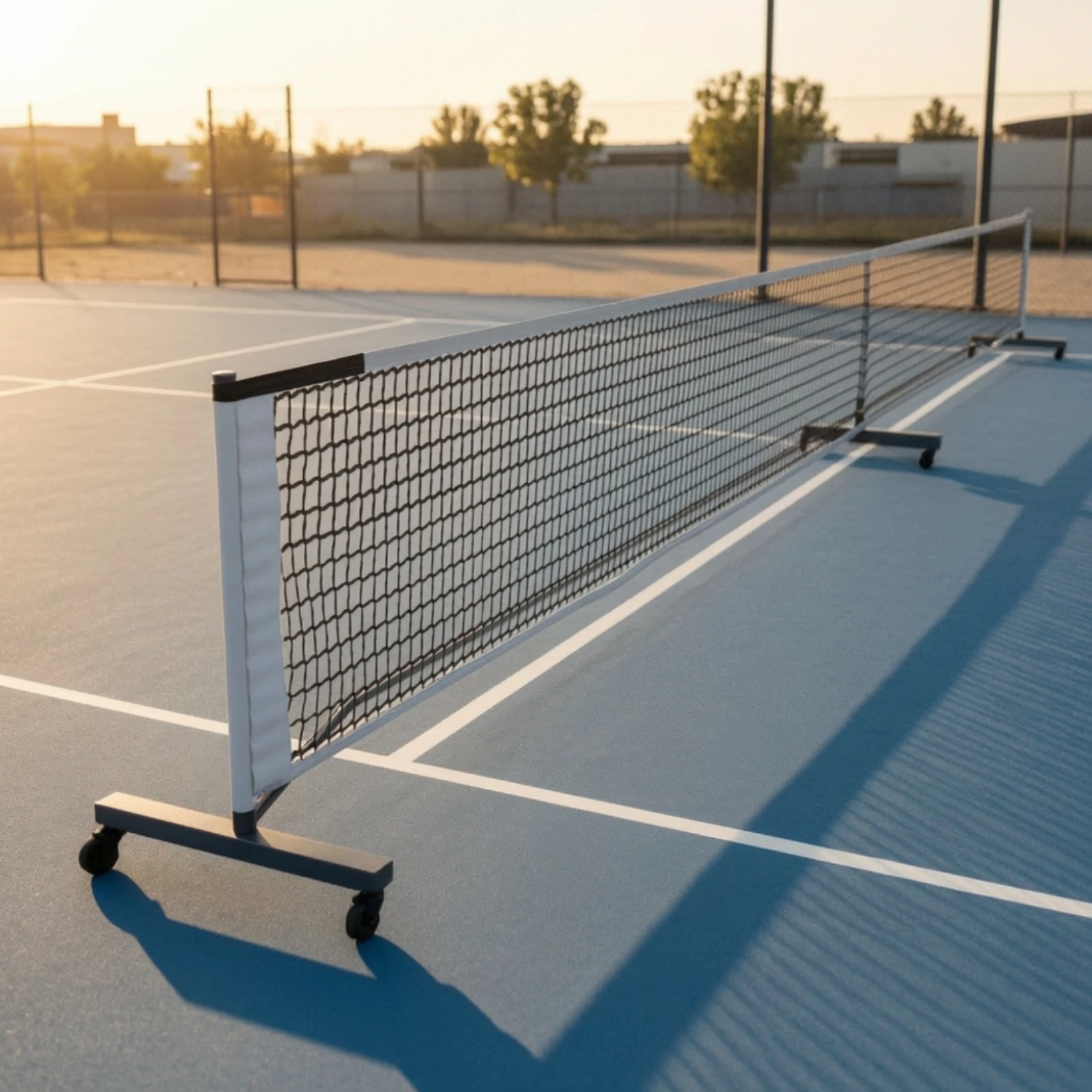 Pickleball Net with Wheels Wheeled Pickleball Net Mobile Regulation Size for Clubs, Multi-Use Sports Areas