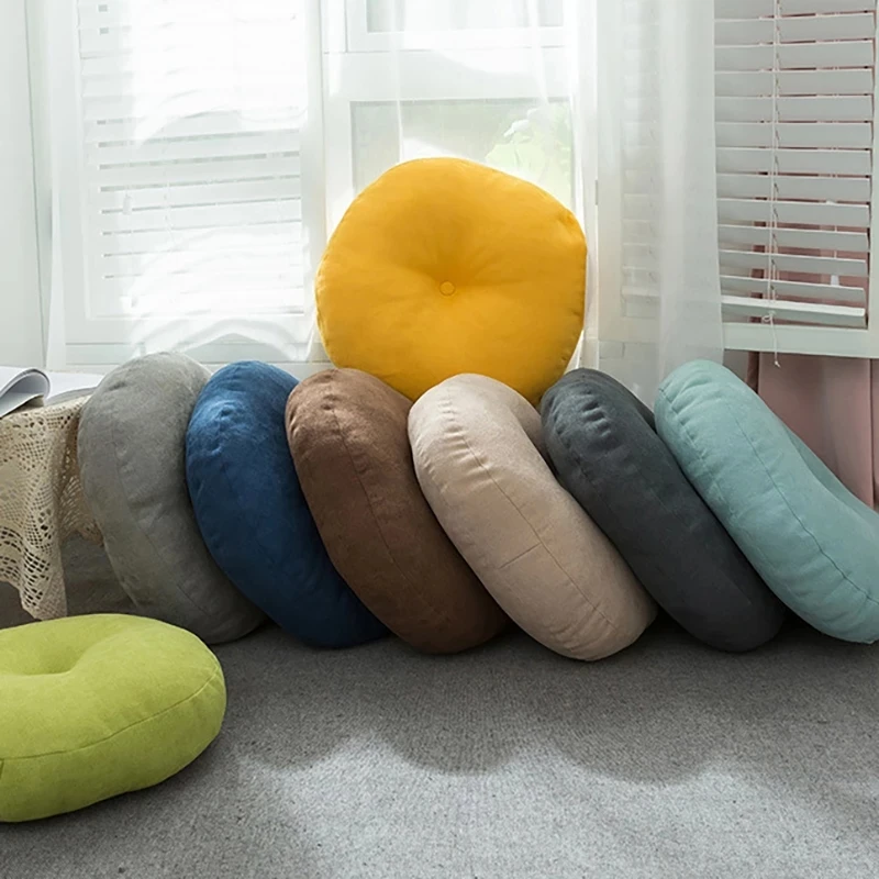 Inyahome Große Bodenkissen, rundes Sitzkissen für Erwachsene und Kinder, getuftet, dickes Meditationskissen für Yoga, Wohnzimmer, Tatami – Detail 4