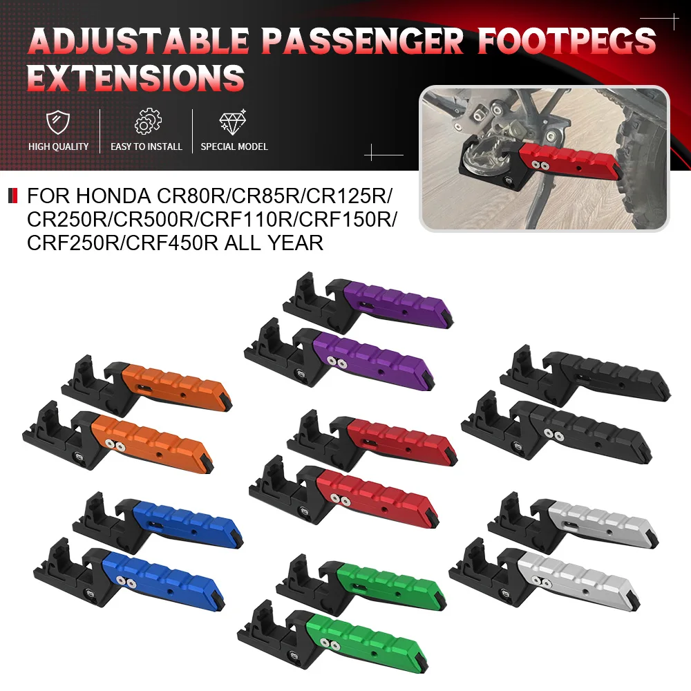 

For Honda CR80R/CR85R/CR125R/CR250R/CR500R/CRF110R/CRF150R/CRF250R/CRF450R All Year New Adjustable Passenger Footpegs Extensions