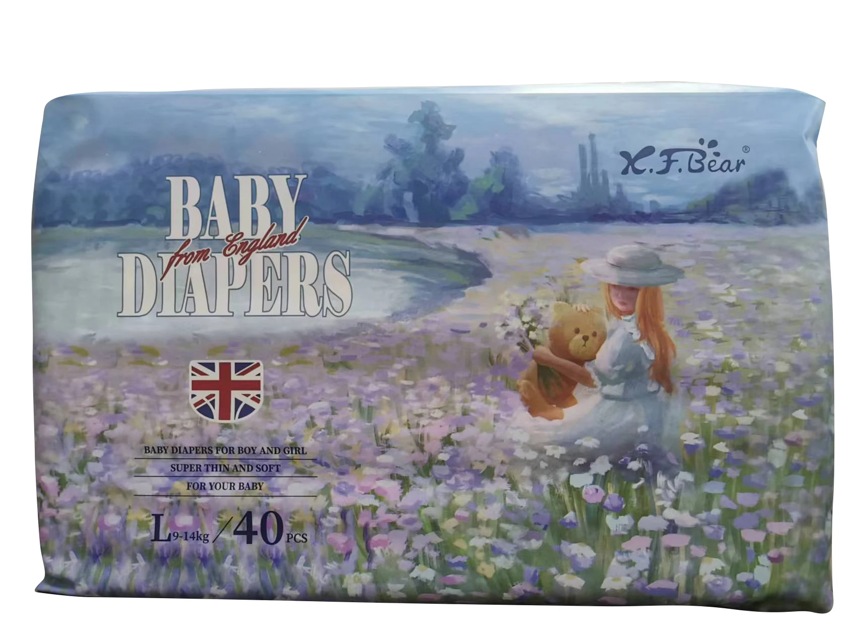 Pañal desechable para bebé Xiaofeixiong, agradable para la piel y suave, transpirable multicapa