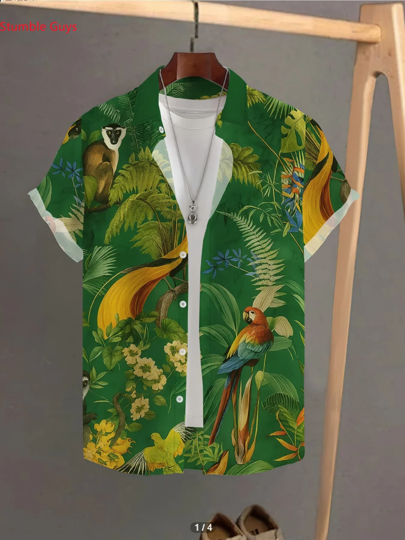 Summer High Street Fashion Men's Hawaiian Shirt Man Short Sleeve Loose Print Casual Beach Party Street Style Tops