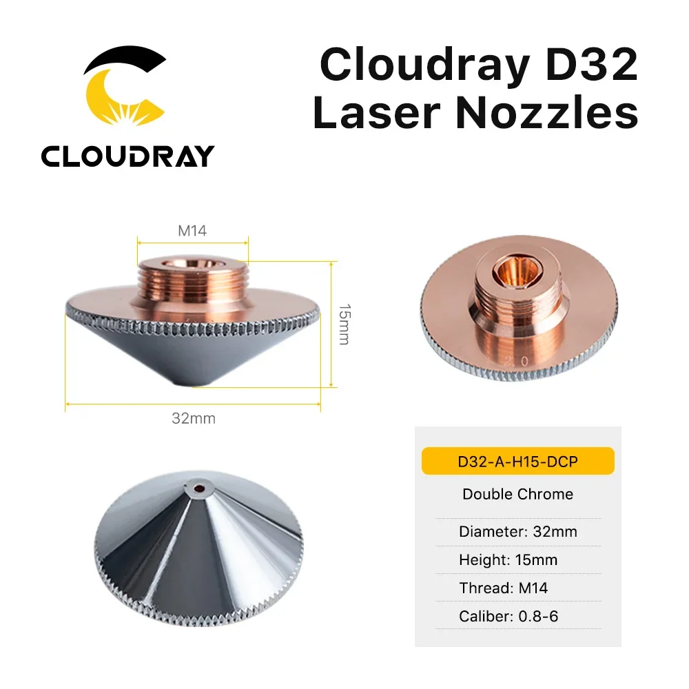 Cloudray Raytools Dia.32mm H15 kalibreli 0.8-6.0 tek/çift katmanlı kaynak lazer nozulları Fiber lazer CNC kesim makinesi için