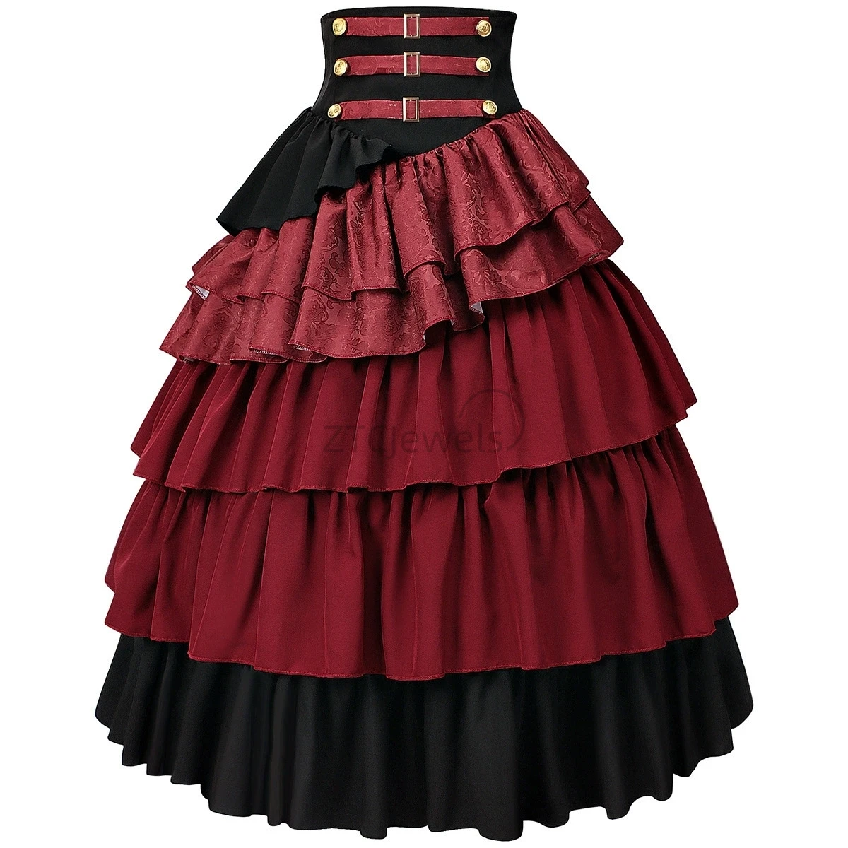 Halloween Women's Half Skirt Gothic Steampunk Costume Female Pirate High Waist Layered Pleated Skirt - view 2