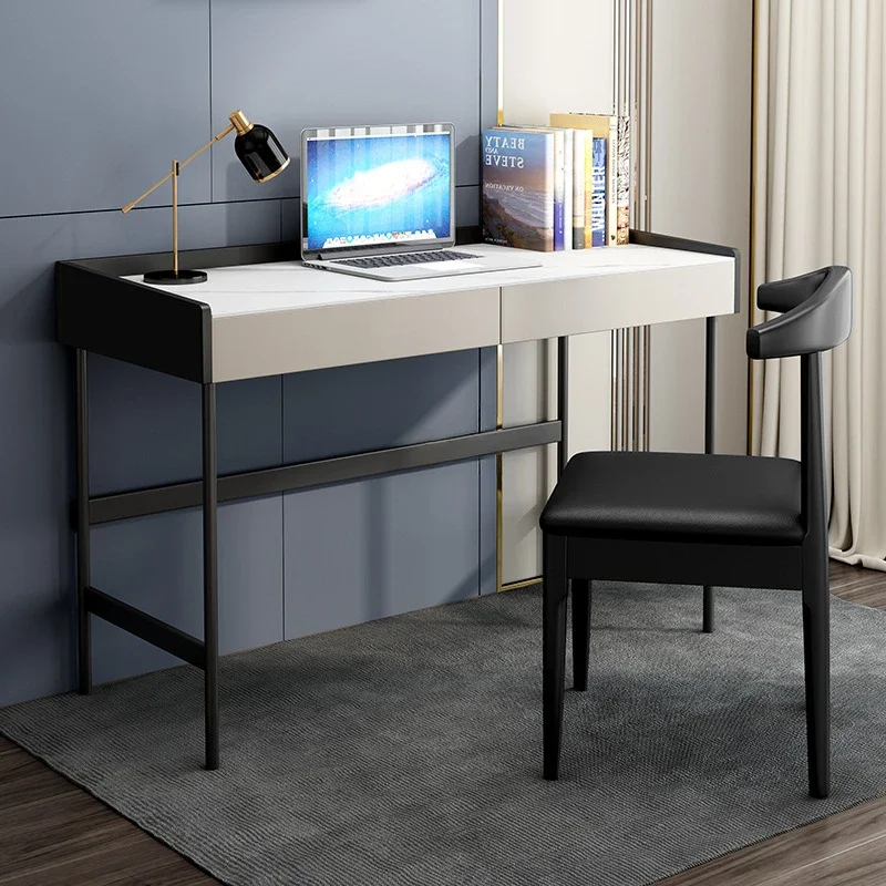 مكاتب كمبيوتر فاخرة فاخرة من ألواح الصخور، طاولة مكتب منزلية بسيطة، أثاث مكتبي حديث، حديد #5