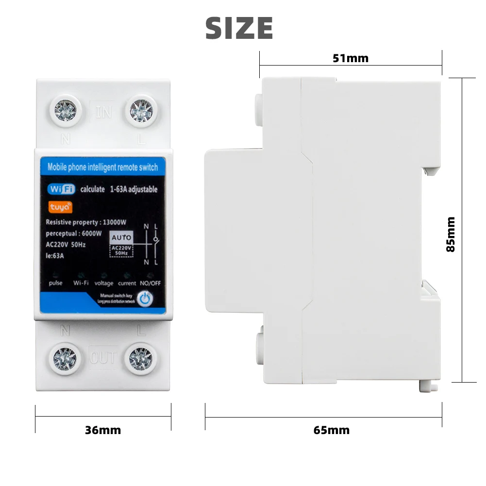 Interruttore dosatore intelligente WiFi Tuya 63a