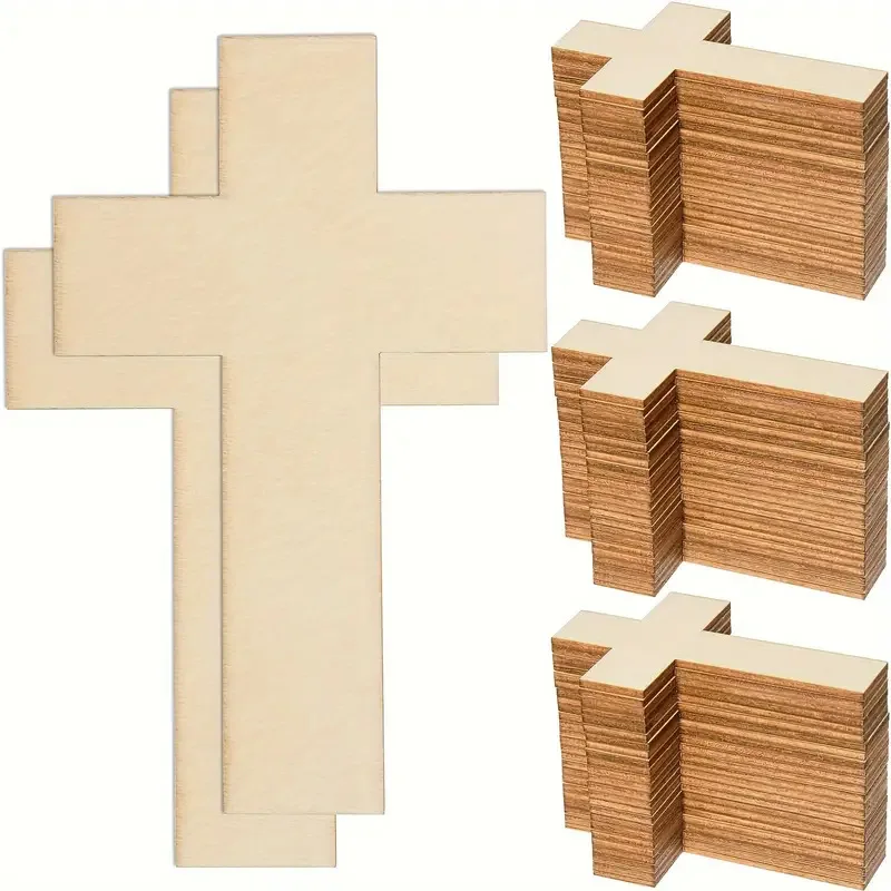 

10PCS Blank Wood Cutouts Unfinished Cross Shaped Wooden Pieces for DIY Arts Craft Project, Decoration, Gift Tags