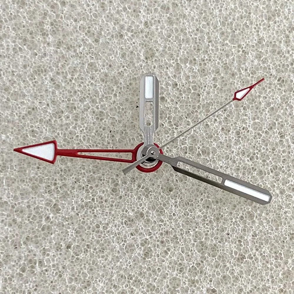 Green Luminous Skeleton Silver Red Watch Hands Baton+Arrow 4-Hands Watch Accessories for Japan NH35/34/36/4R/7S/NH70 Movement