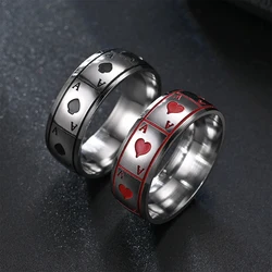 Titanium Steel Ring For Men Women Couple Ring Poker Ace Of Spades Oil Drop Rock Hiphop Fashion Jewelry Wholesale Dropshipping