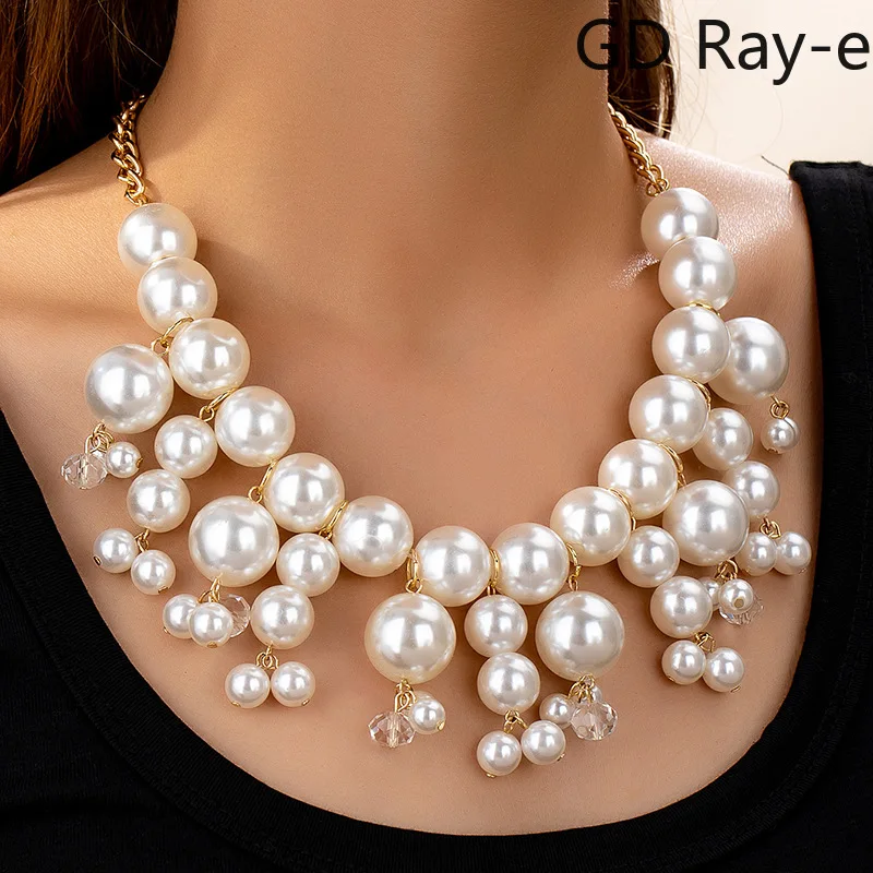 

Elegant Bohemian Imitation Pearl Women's Necklace Big Pearls Beads Choker Necklaces Party Wedding Bride Necklace Jewelry