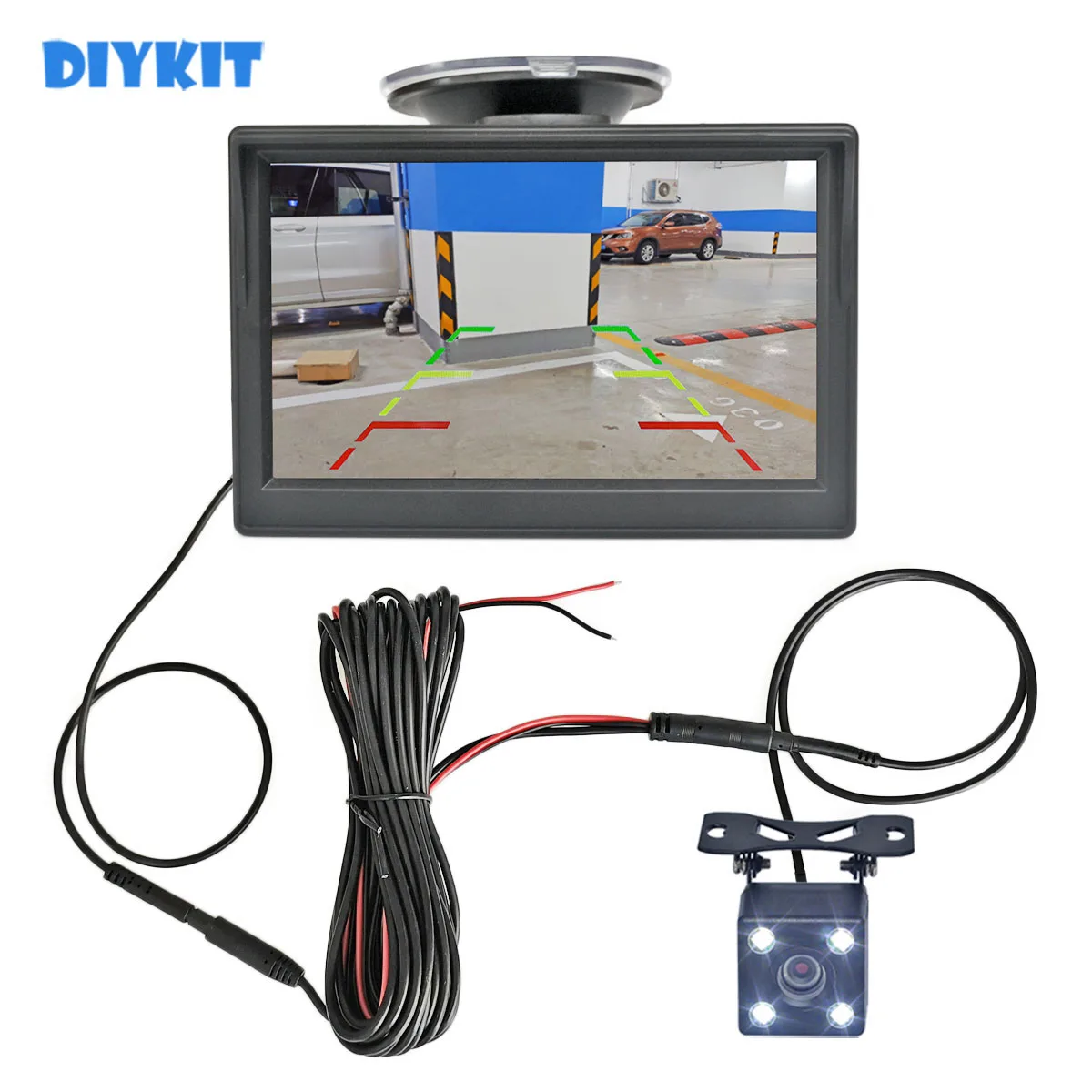 

DIYKIT 5inch Car Monitor Vehicle Rear View Reverse Backup LED Night Vision Car Camera Video Parking System Easy Installation