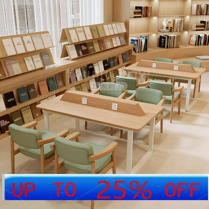 

LTT study room table and chair combination leisure bookstore library negotiation area reception solid wood chair
