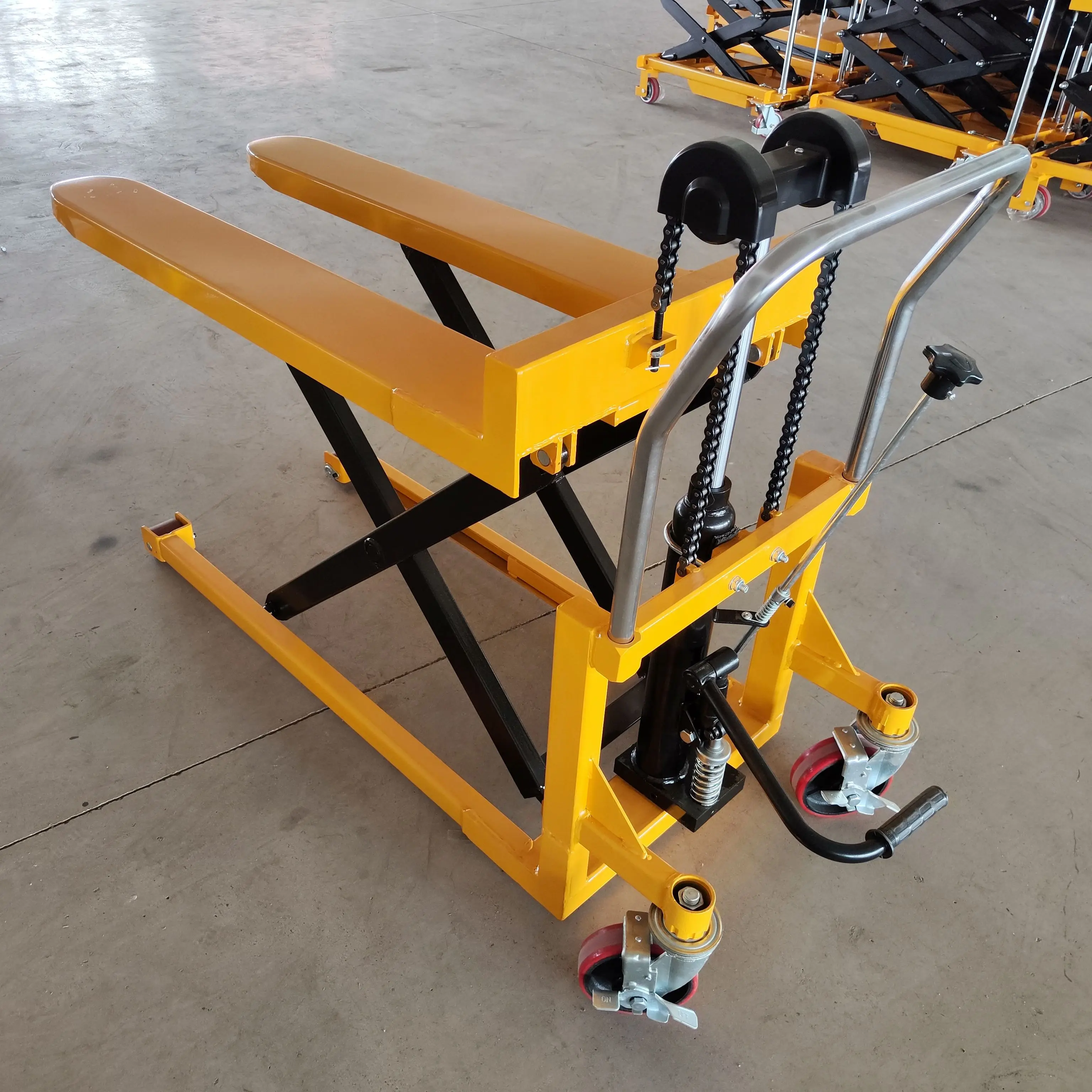 

New Condition Manual Hand Chain Pallet Truck Hydraulic Scissor High Lift Jack Equipment for Manual Stacker Forklift Pallet