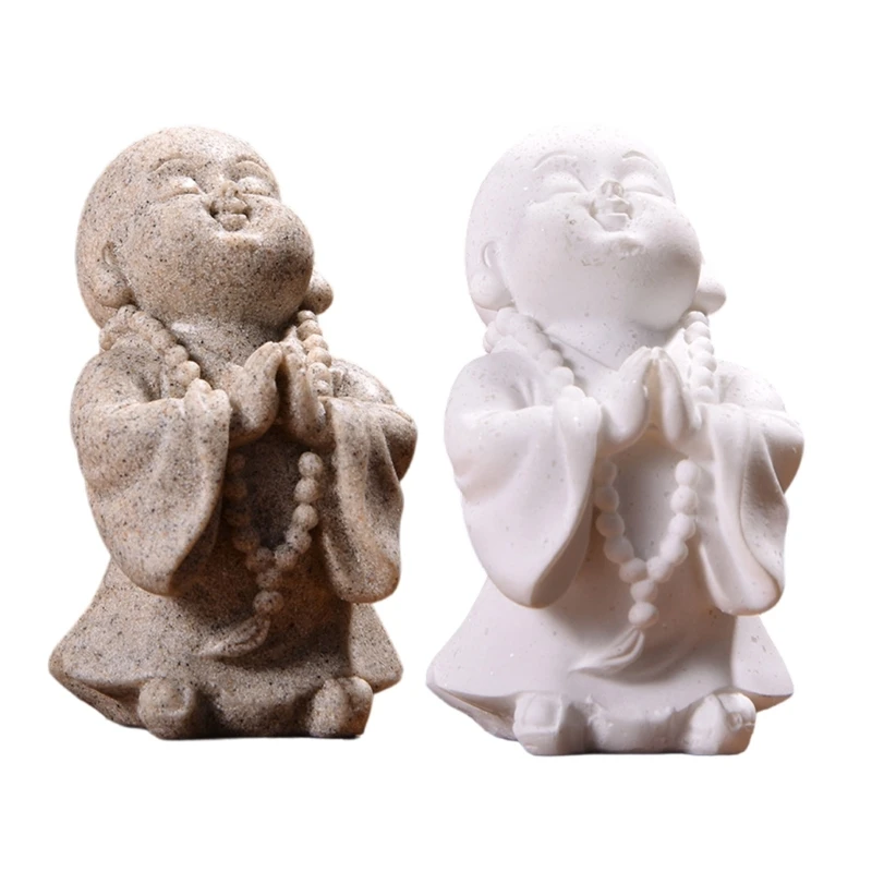 Elegant Resin Monk Sculpture Sitting Buddhism Figurine for Desk or Table Gift