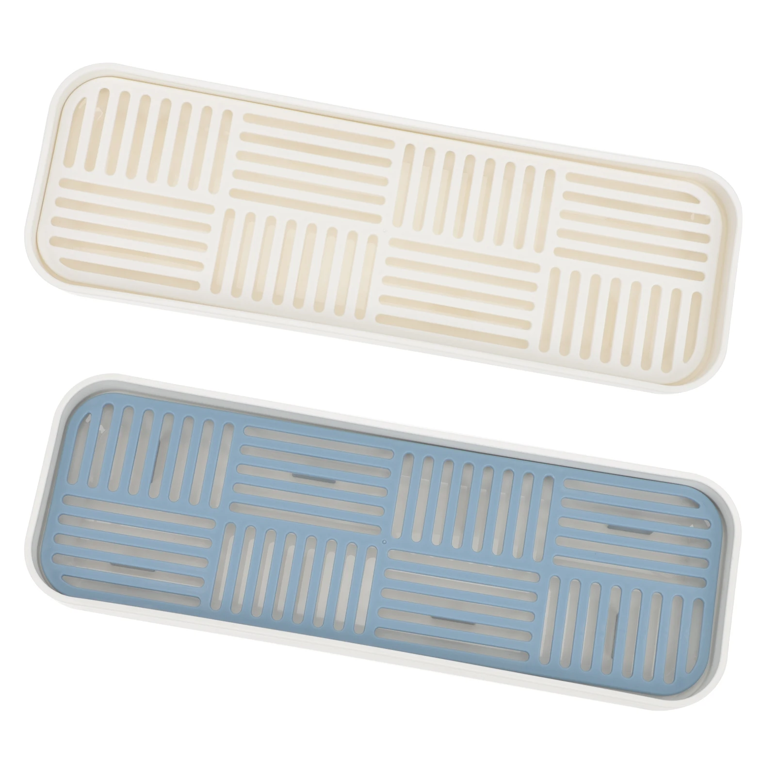 

2 Sets Double Layer Tea Tray Rectangular Draining Plate White Blue Tea Pot Storage Kitchen Material Practical Use