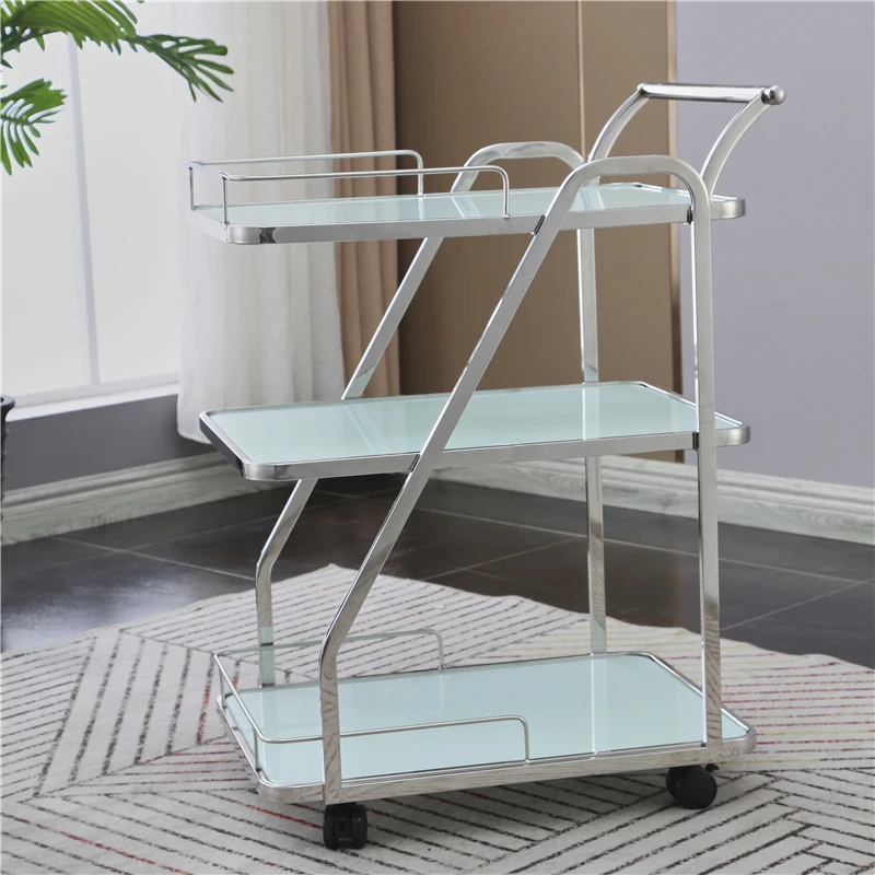 Side Table Trolley Metal Cart With Wheels Iron Drink Luxury Home Portable Wagon Wooden Utility Stainless por mayor Basket Beach