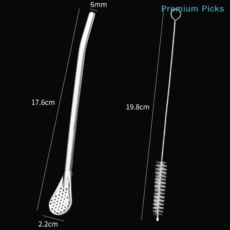 portableReusable Stainless Steel Yerba Mate Drinking Straws Heat Proof Tip for Loose Leaf Tea Iced Coffee Office Work Use