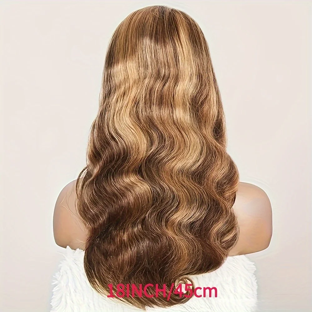 TIMOPOL Brazilian True Highlights P427 Honey Blonde Wavy Lace Front Wig - 4x4 High-Definition Lace, Natural Hairline, Women's Pre-Plucked Real Hair, Elegant Style, Fashion Accessories High-Light Wig, Full Volume Wig
